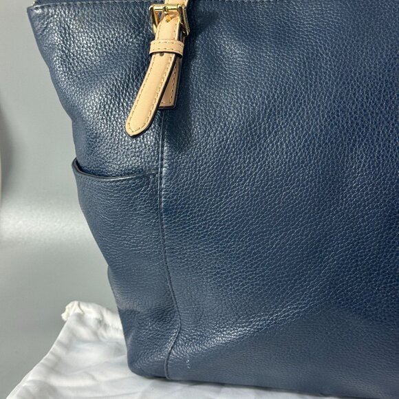 Michael Michael Kors Navy Blue Leather Medium Jet SEt Top Zip Tote - Picture 7 of 14